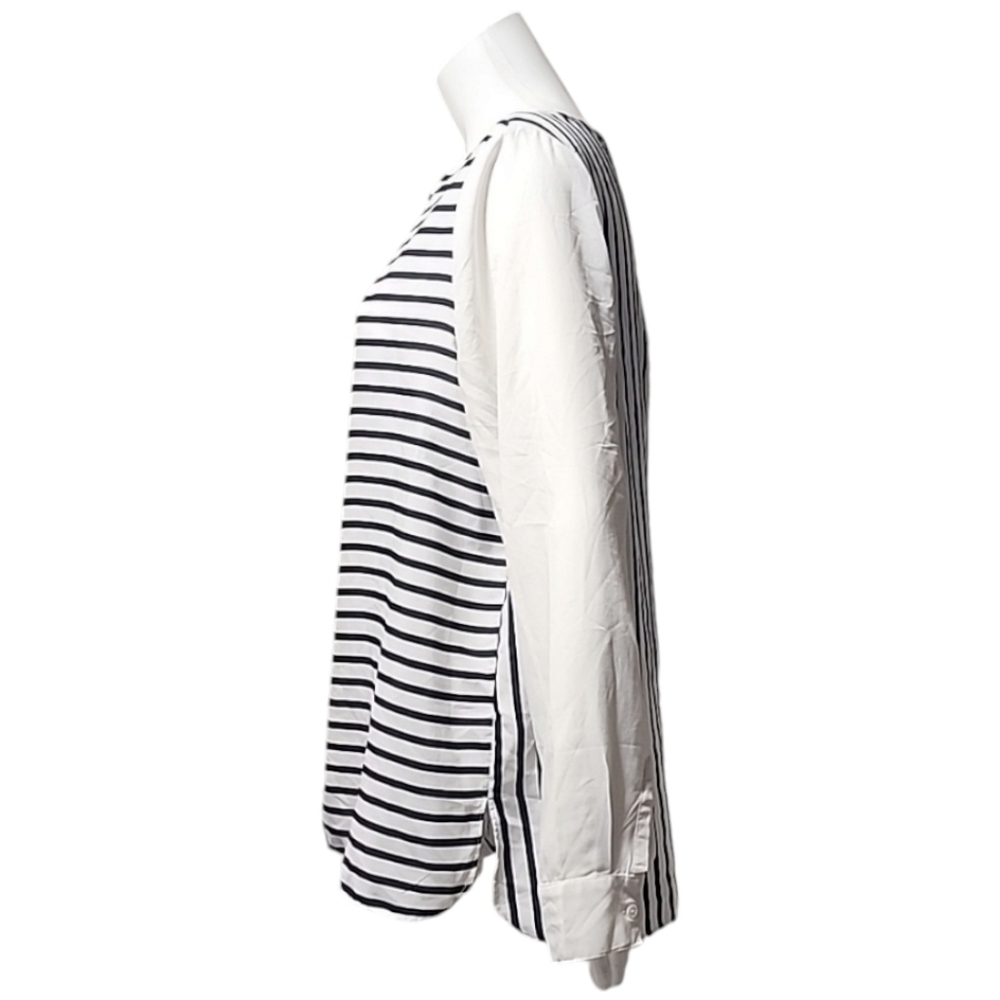 OLD NAVY Color Block Striped Tunic Top L Zipper Back Long Sleeve Blouse Shirt - Picture 7 of 14